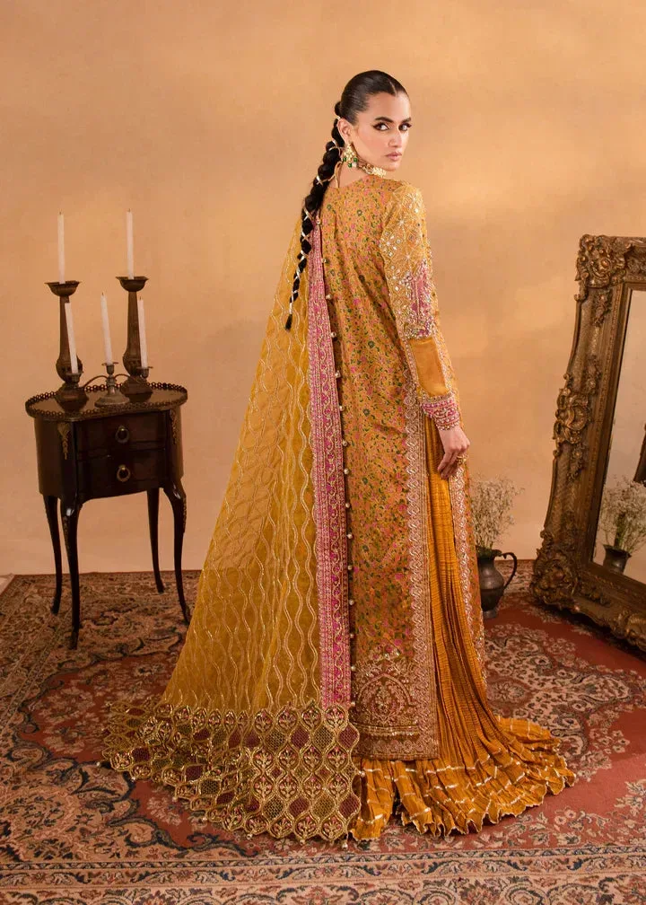 Maria Osama Khan Sajni Wedding Festive Mustard Raw Silk – view 11 – Poshaq