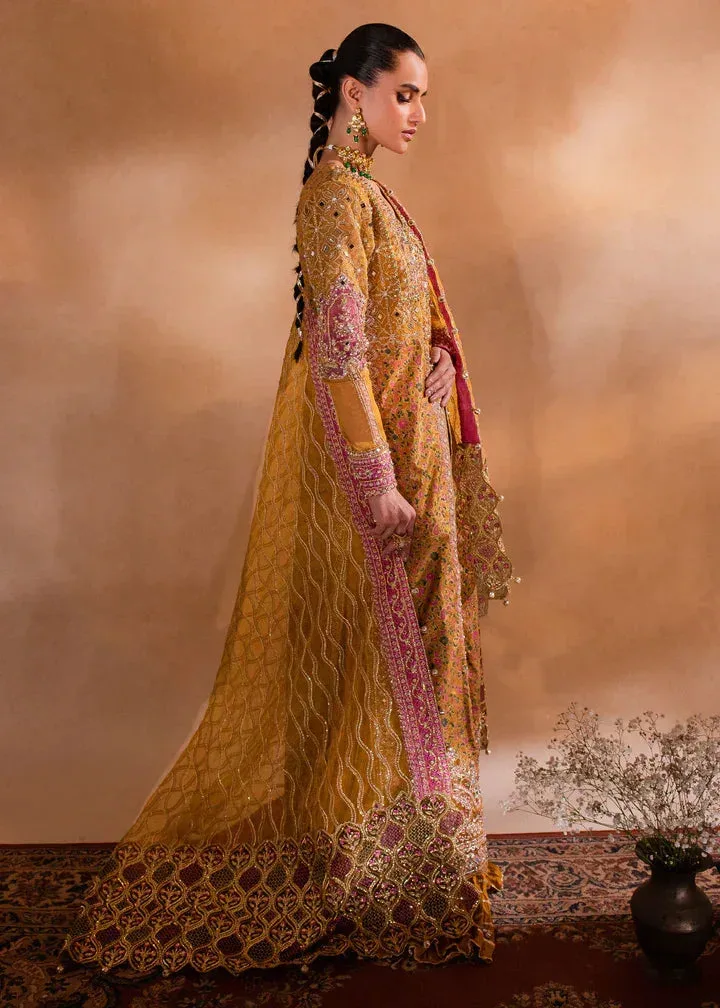 Maria Osama Khan Sajni Wedding Festive Mustard Raw Silk – view 4 – Poshaq
