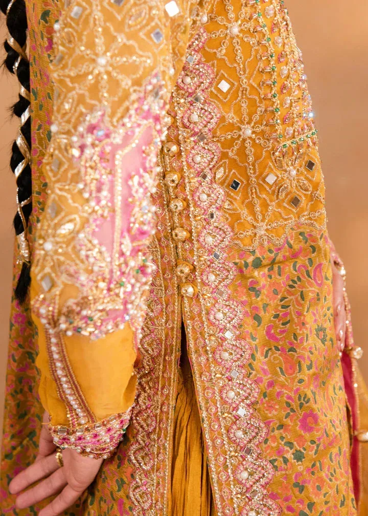 Maria Osama Khan Sajni Wedding Festive Mustard Raw Silk – view 5 – Poshaq