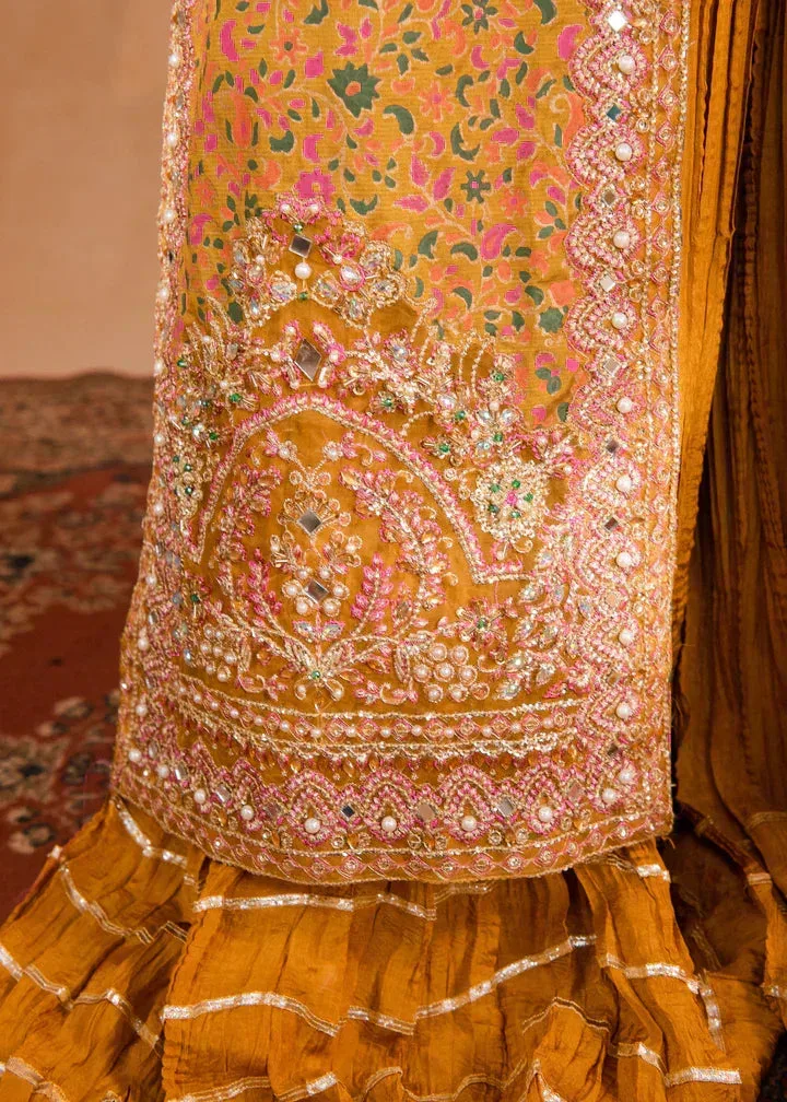 Maria Osama Khan Sajni Wedding Festive Mustard Raw Silk – view 6 – Poshaq