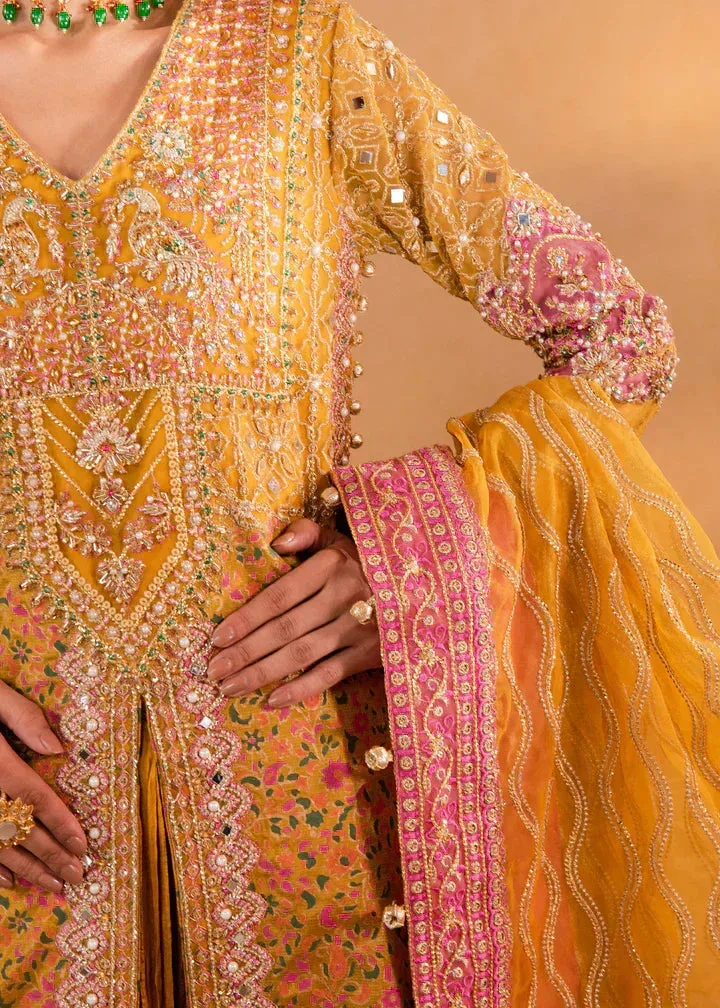Maria Osama Khan Sajni Wedding Festive Mustard Raw Silk – view 7 – Poshaq