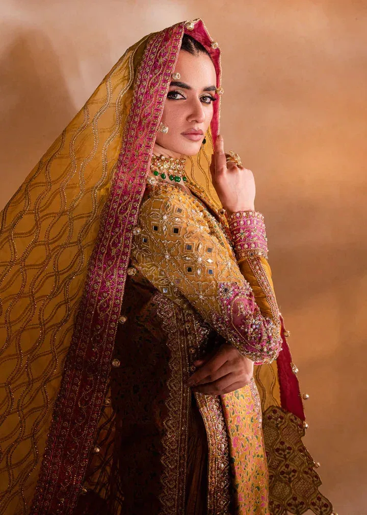 Maria Osama Khan Sajni Wedding Festive Mustard Raw Silk – view 9 – Poshaq