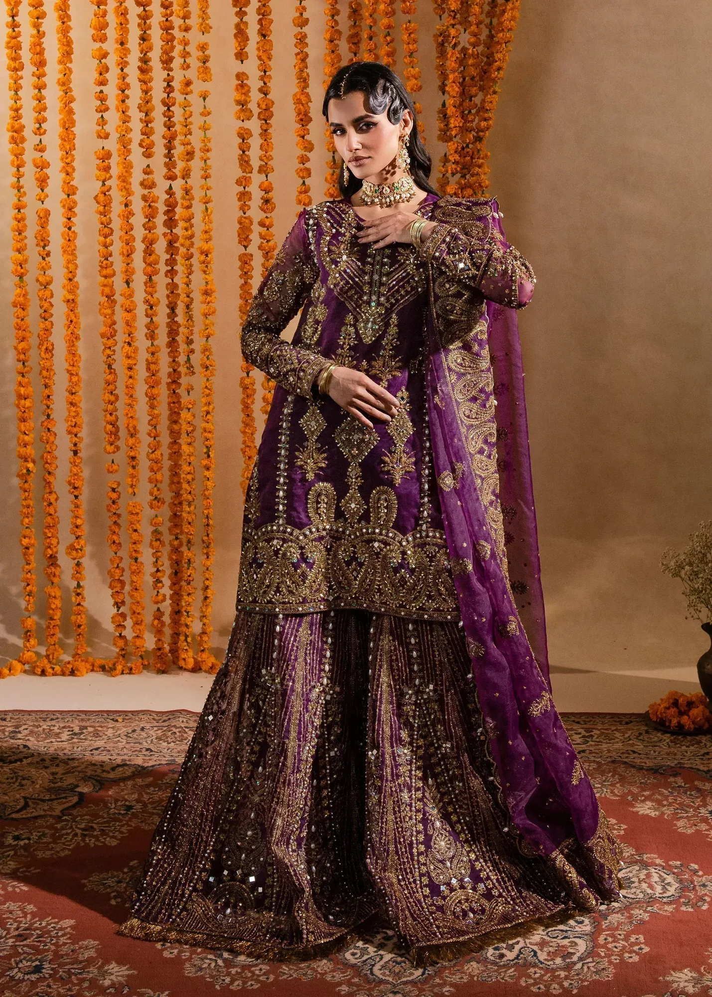 Maria Osama Khan Sajni Wedding Festive White Raw Silk – view 1 – Poshaq