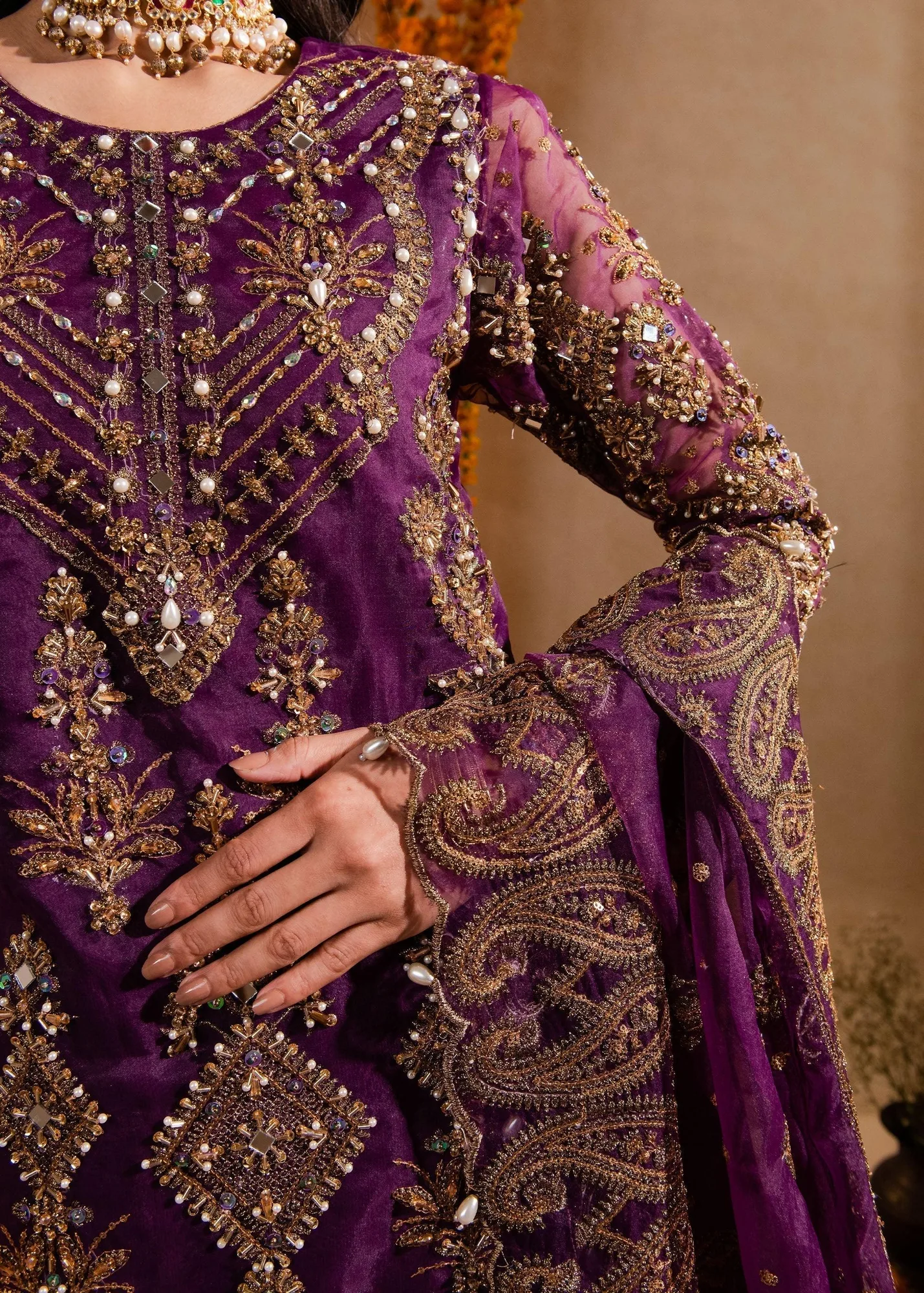Maria Osama Khan Sajni Wedding Festive White Raw Silk – view 3 – Poshaq
