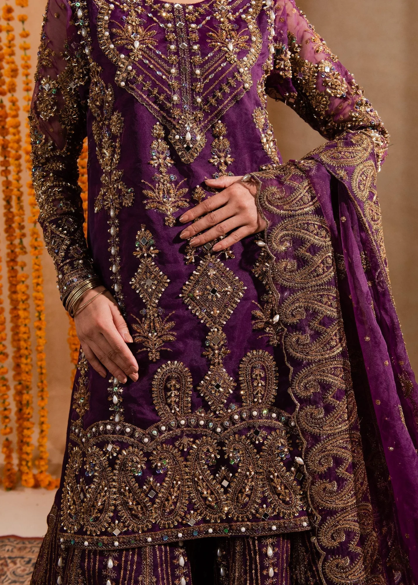 Maria Osama Khan Sajni Wedding Festive White Raw Silk – view 5 – Poshaq