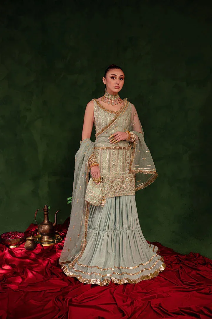 Maria Osama Khan Salma Sitara Sea Green Chiffon – view 3 – Poshaq