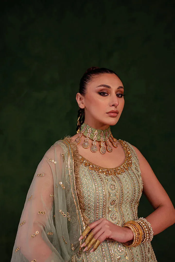 Maria Osama Khan Salma Sitara Sea Green Chiffon – view 4 – Poshaq