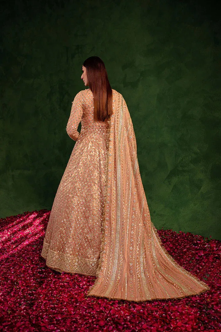 Maria Osama Khan Salma Sitara Peach Jacquard – view 2 – Poshaq