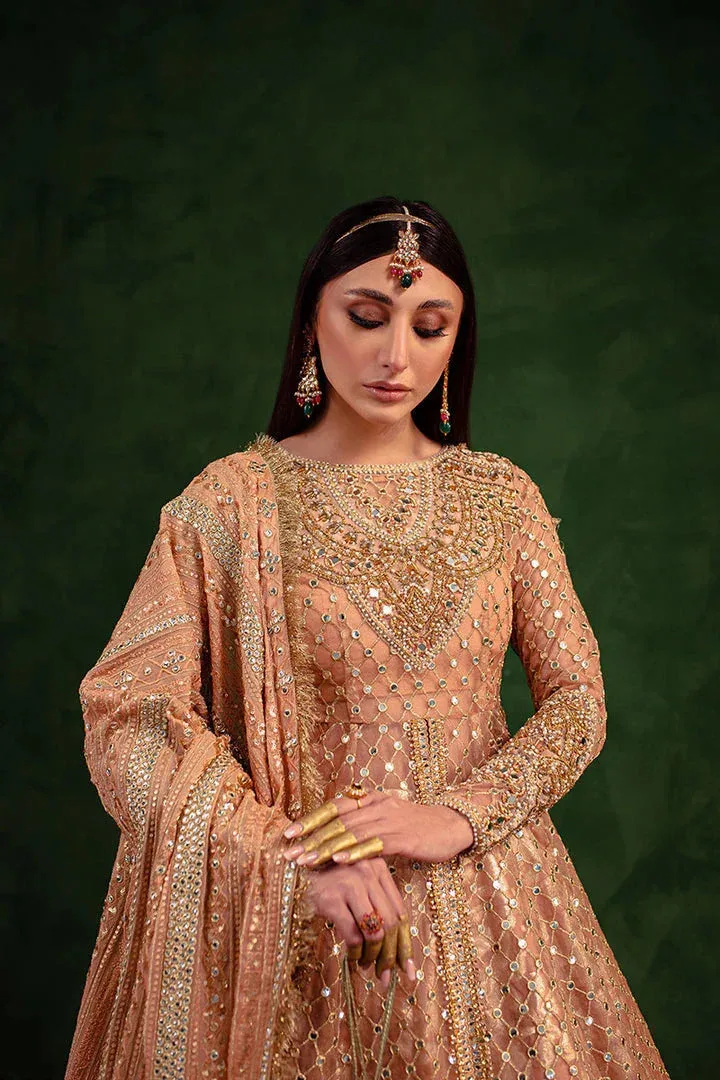 Maria Osama Khan Salma Sitara Peach Jacquard – view 3 – Poshaq