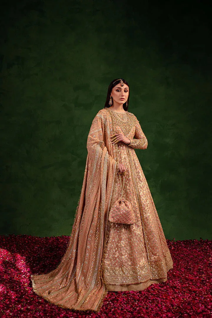 Maria Osama Khan Salma Sitara Peach Jacquard – view 4 – Poshaq