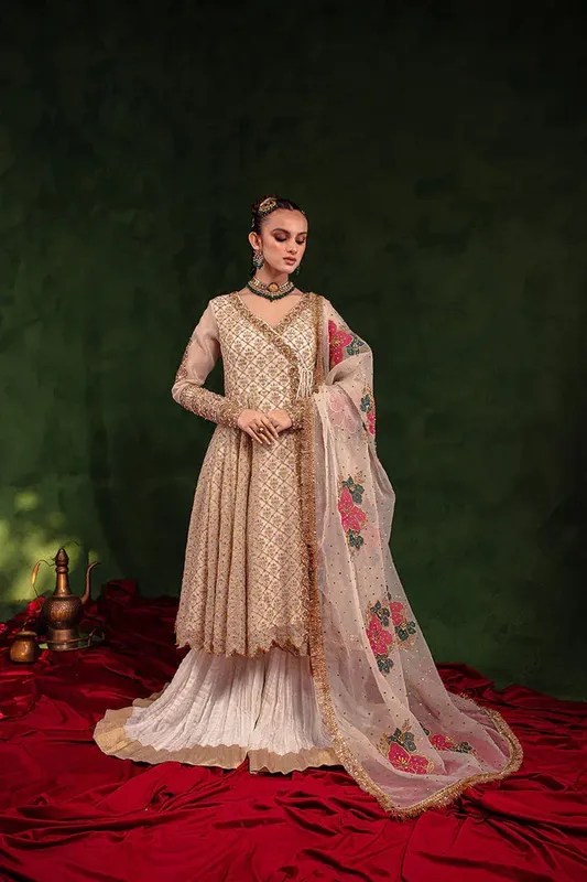 Maria Osama Khan Salma Sitara White Organza – view 1 – Poshaq