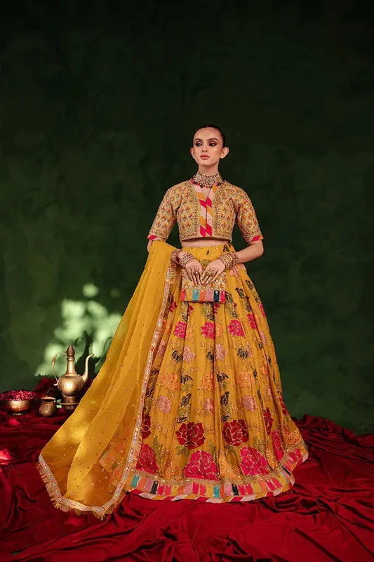 Maria Osama Khan Salma Sitara Orange Organza – view 1 – Poshaq