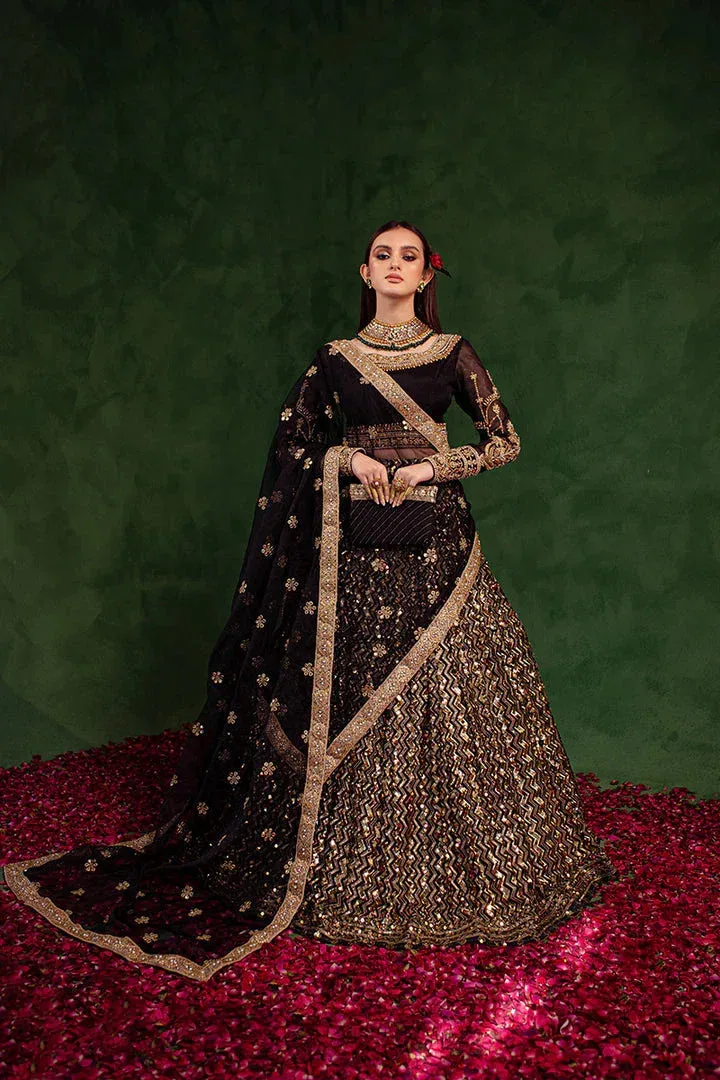 Maria Osama Khan Salma Sitara Black Raw Silk – view 1 – Poshaq