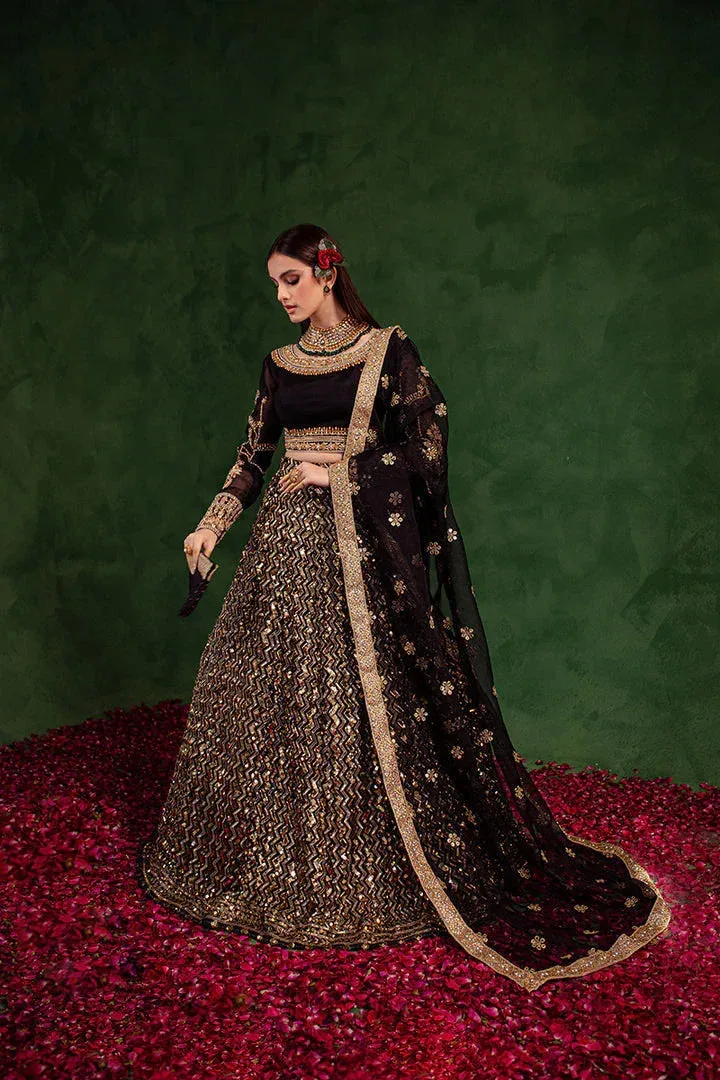 Maria Osama Khan Salma Sitara Black Raw Silk – view 4 – Poshaq