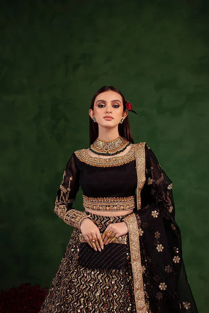 Maria Osama Khan Salma Sitara Black Raw Silk – view 5 – Poshaq
