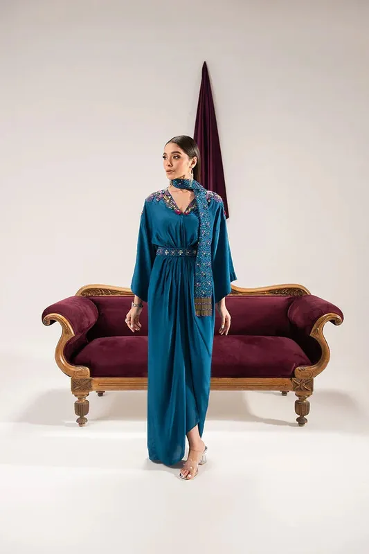 Maria Osama Khan Tiffany Formals Teal Grip – view 1 – Poshaq