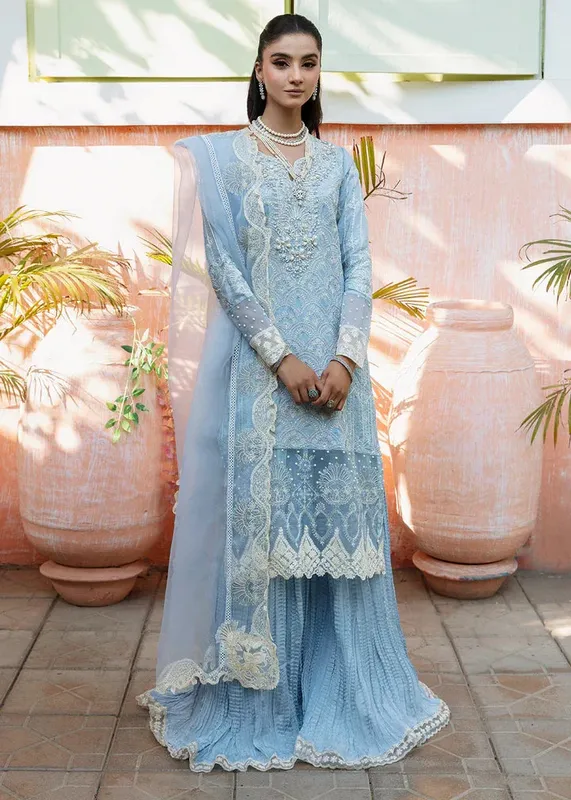 Maria Osama Khan Rang e Noor Eid Edit Sky Blue Organza – view 1 – Poshaq