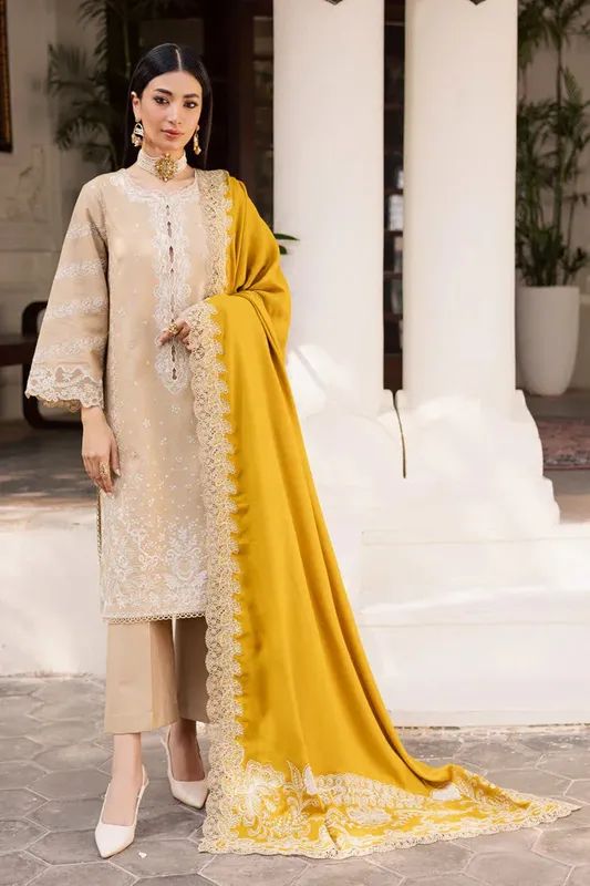 Marjjan Rawaj Luxe Beige Organza – view 1 – Poshaq
