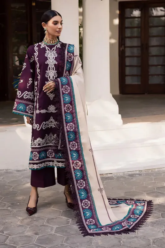 Marjjan Rawaj Luxe Purple Khaddar – view 1 – Poshaq
