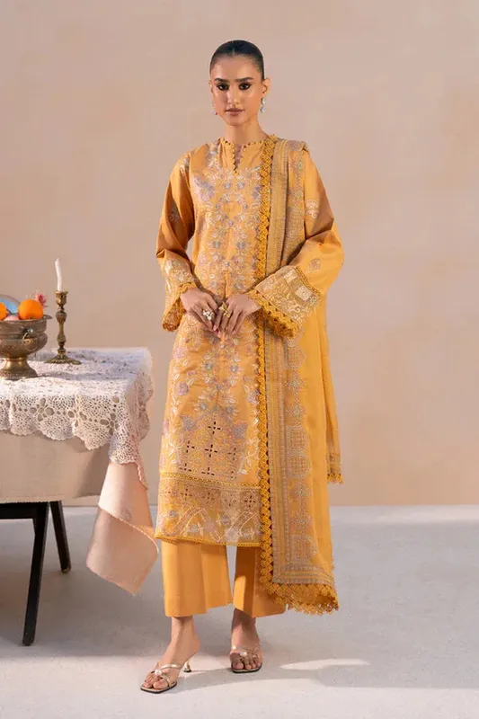 Marjjan Amani Luxe Mustard Organza – view 1 – Poshaq