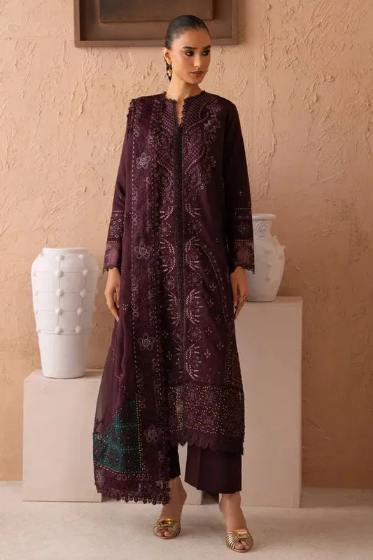 Marjjan Amani Luxe Dark Maroon Organza – view 1 – Poshaq