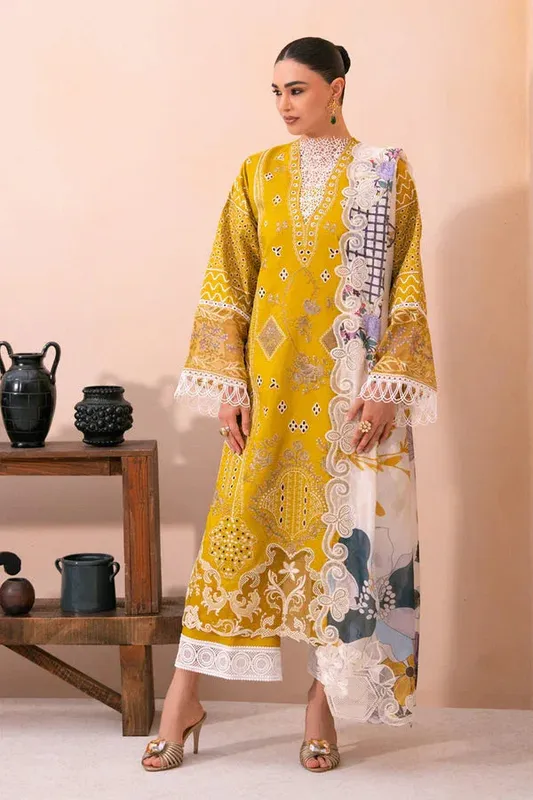 Marjjan Amani Luxe Mustard Yellow Organza – view 1 – Poshaq