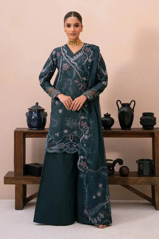 Marjjan Amani Luxe Teal Organza – view 1 – Poshaq
