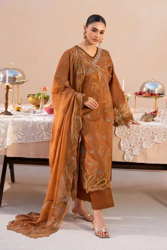 Marjjan Amani Luxe Burnt Orange Organza – view 1 – Poshaq