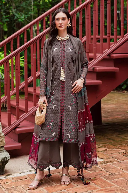 Marjjan Bella Karandi 25 Brownish Grey Organza – view 1 – Poshaq