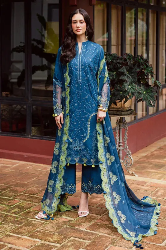 Marjjan Bella Karandi 25 ink blue Organza – view 1 – Poshaq