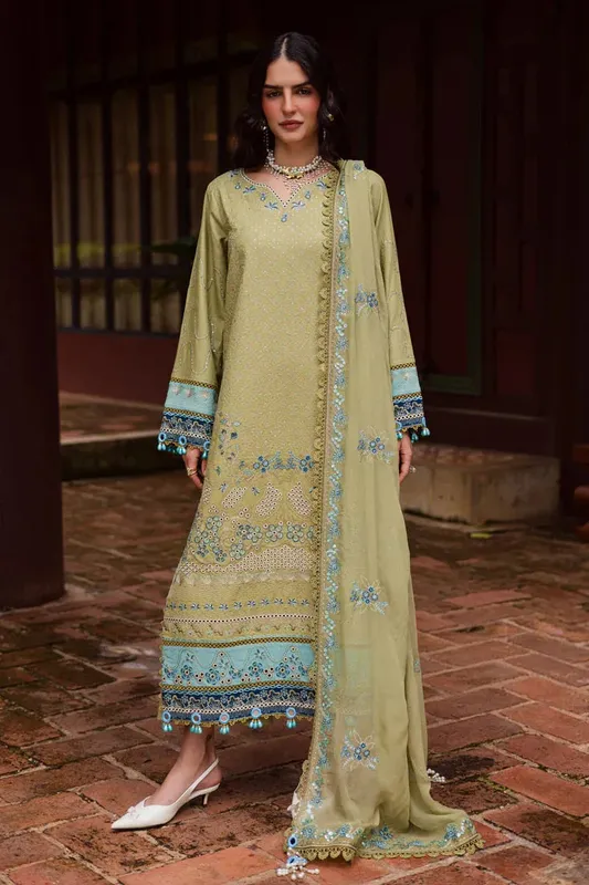 Marjjan Bella Karandi 25 Mint Green Organza – view 1 – Poshaq