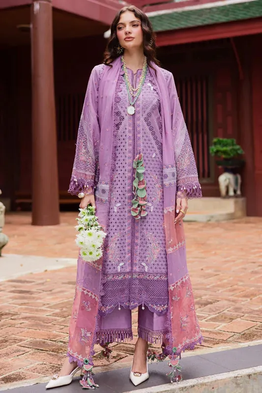 Marjjan Bella Karandi 25 Purple Gray Organza – view 1 – Poshaq