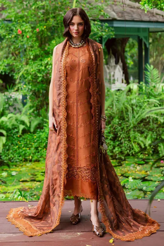 Marjjan Bella Karandi 25 Rust Organza – view 1 – Poshaq