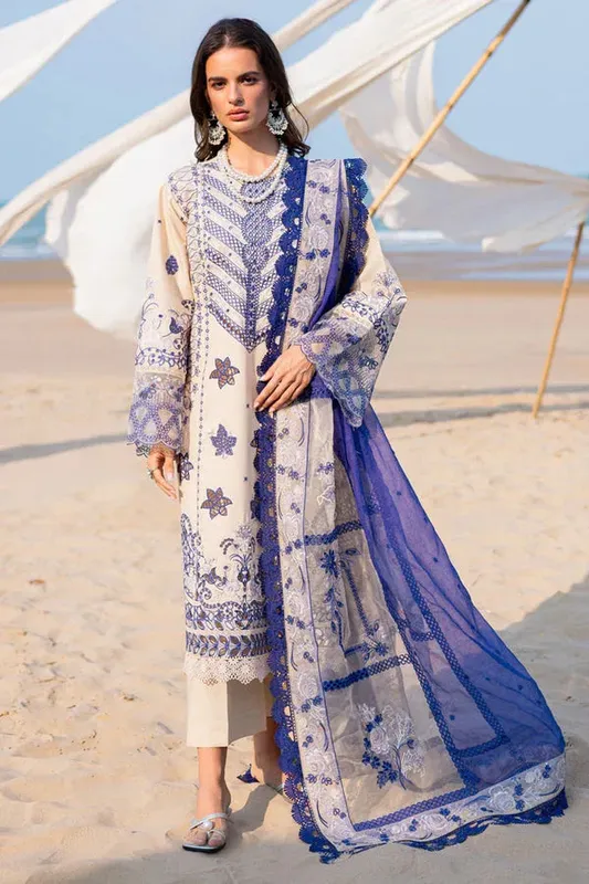 Marjjan Mavi Lawn Skin Organza – view 1 – Poshaq