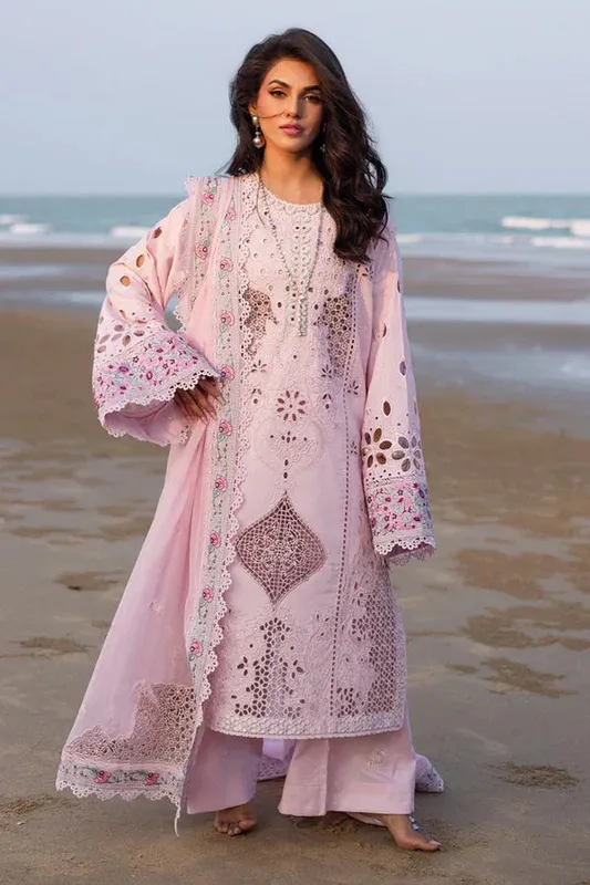 Marjjan Mavi Lawn Pink Organza – view 1 – Poshaq
