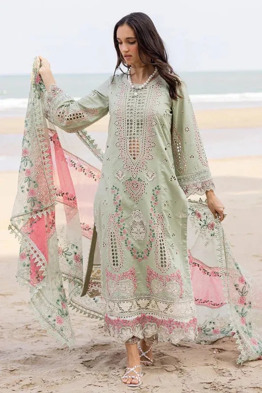 Marjjan Mavi Lawn pastel green Organza – view 1 – Poshaq