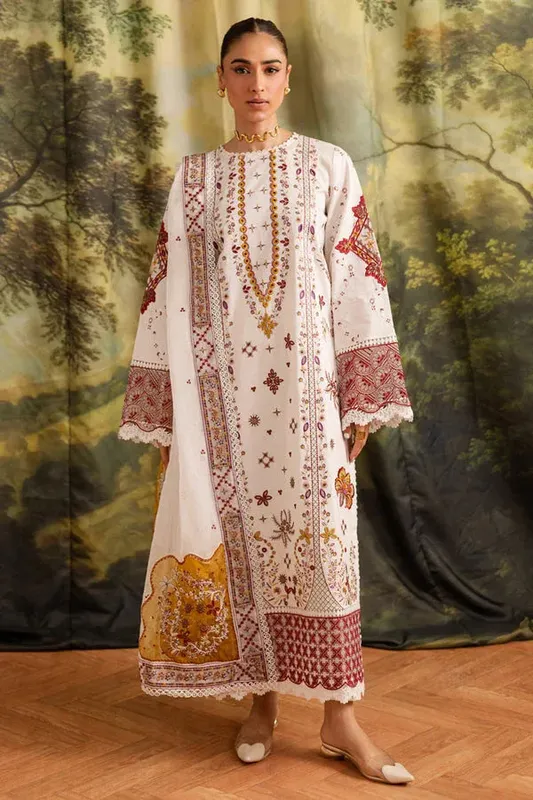 Marjjan Guzel Lawn White Organza – view 1 – Poshaq