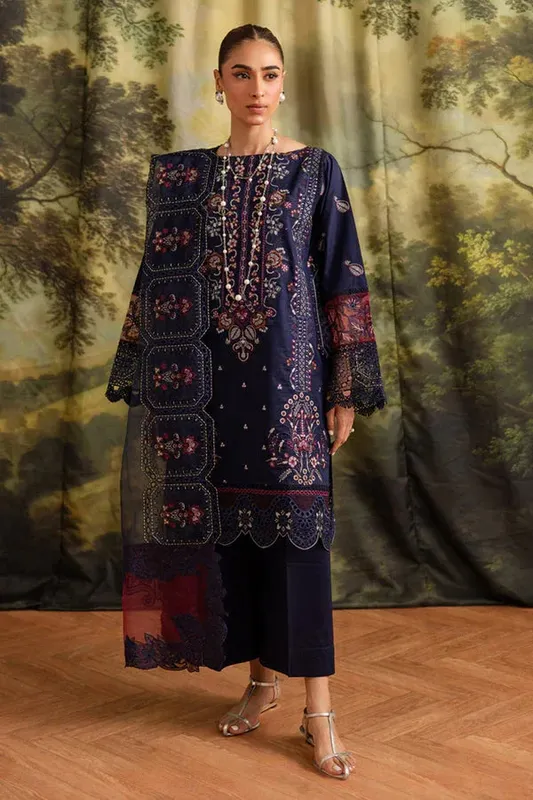 Marjjan Guzel Lawn Blue Organza – view 1 – Poshaq
