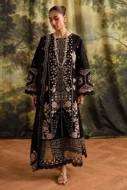 Marjjan Guzel Lawn Black Organza – view 1 – Poshaq