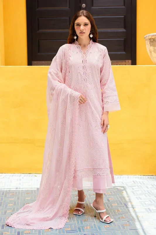 Marjjan Seraya Lawn 25 Pink Chiffon – view 1 – Poshaq