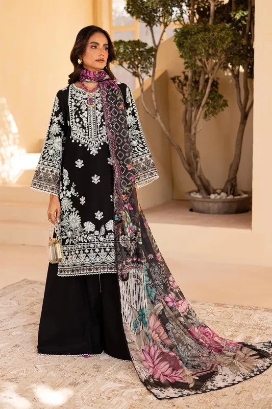 Marjjan Cyra Luxury Solids Black Organza – view 1 – Poshaq