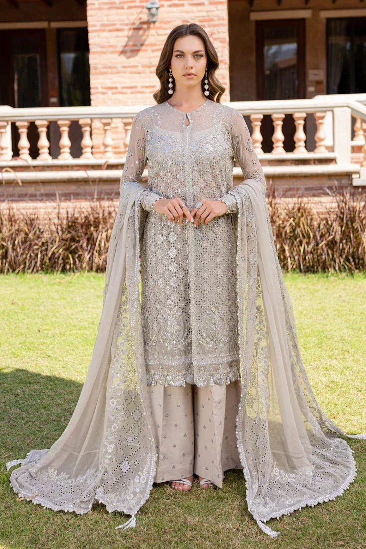 Pale brown chiffon formal dress with subtle silk accents – view 1 – Poshaq
