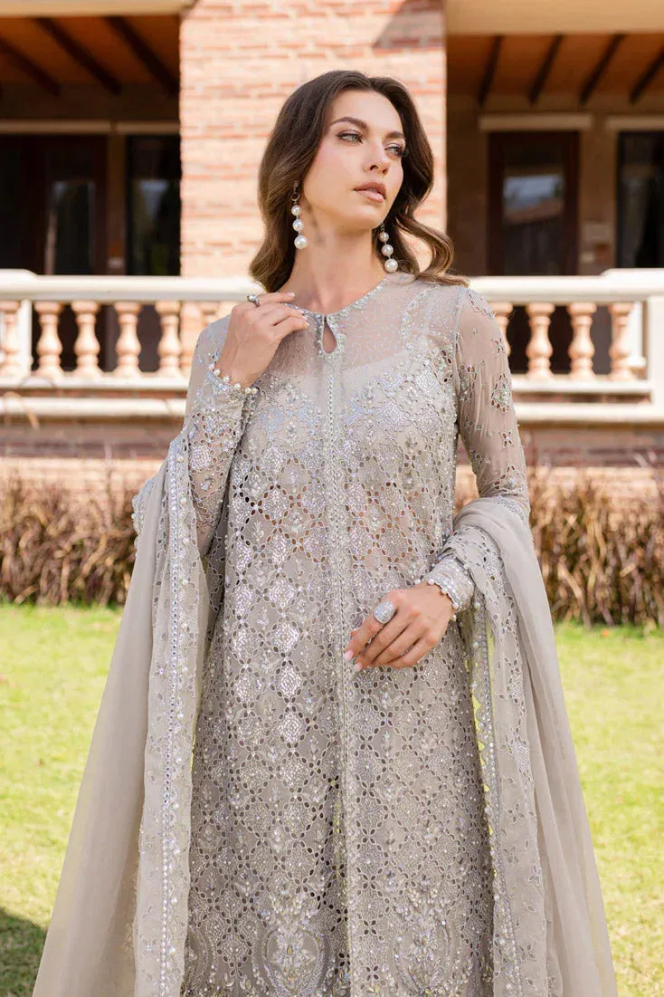 Pale brown chiffon formal dress with subtle silk accents – view 2 – Poshaq