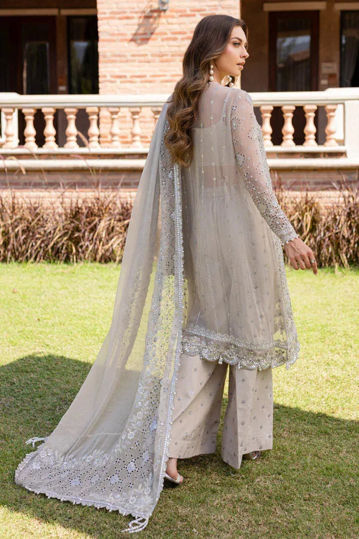 Pale brown chiffon formal dress with subtle silk accents – view 3 – Poshaq