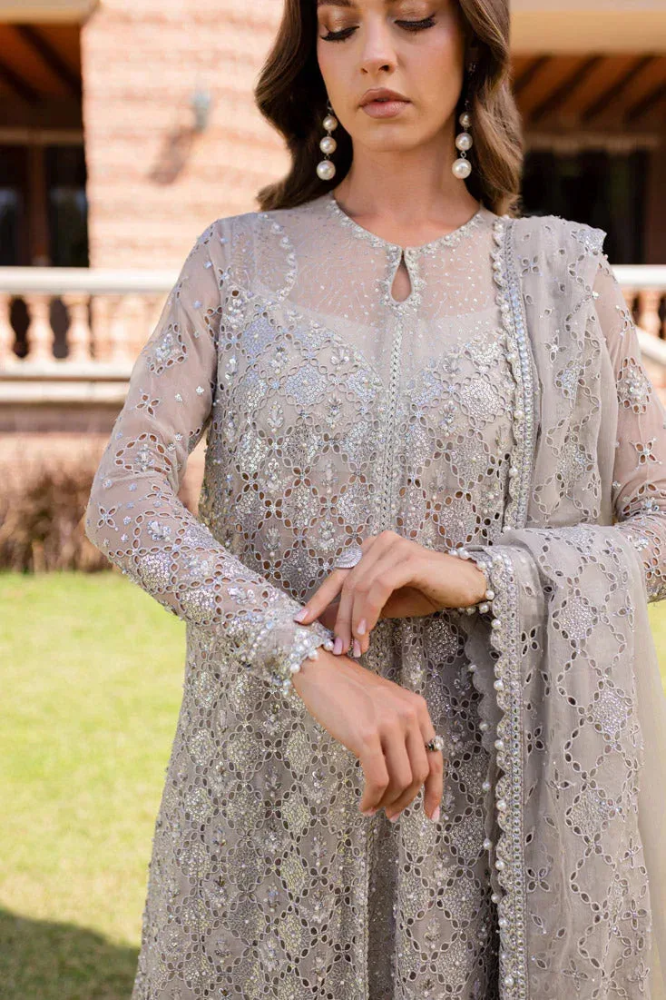 Pale brown chiffon formal dress with subtle silk accents – view 6 – Poshaq
