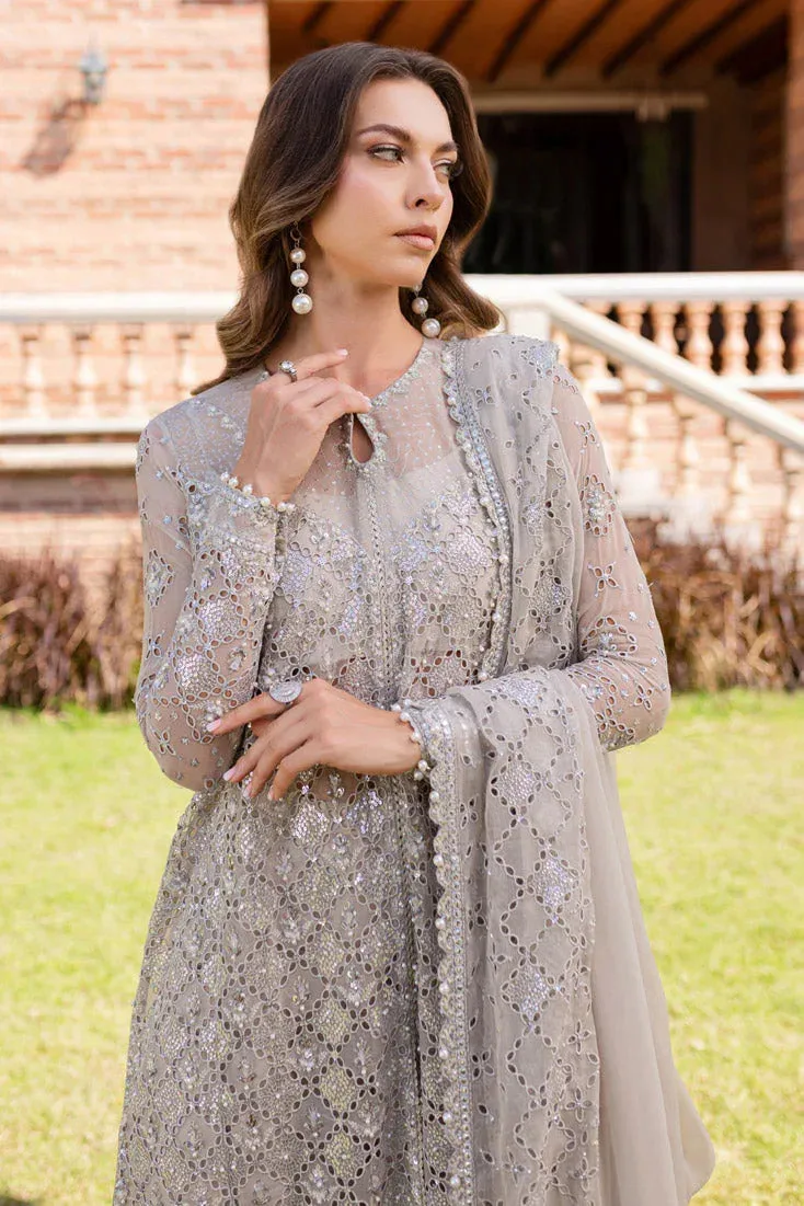 Pale brown chiffon formal dress with subtle silk accents – view 8 – Poshaq