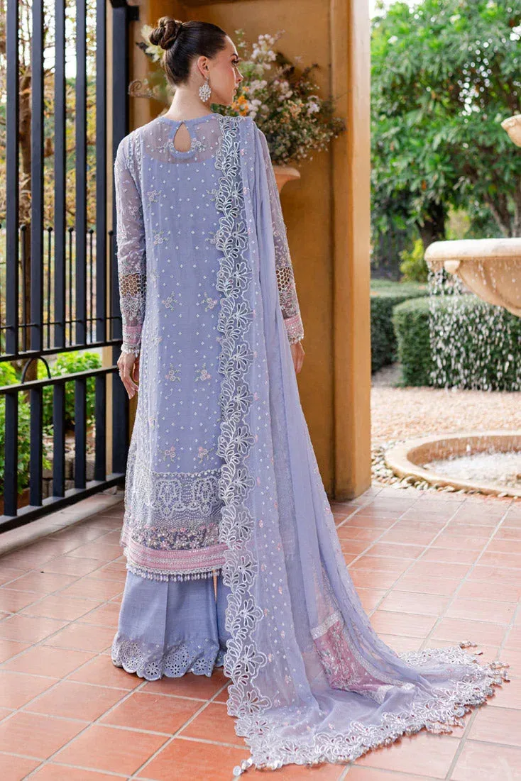 Light lavender formal suit with sequined chiffon and organza, includes dupatta and trousers – view 2 – Poshaq