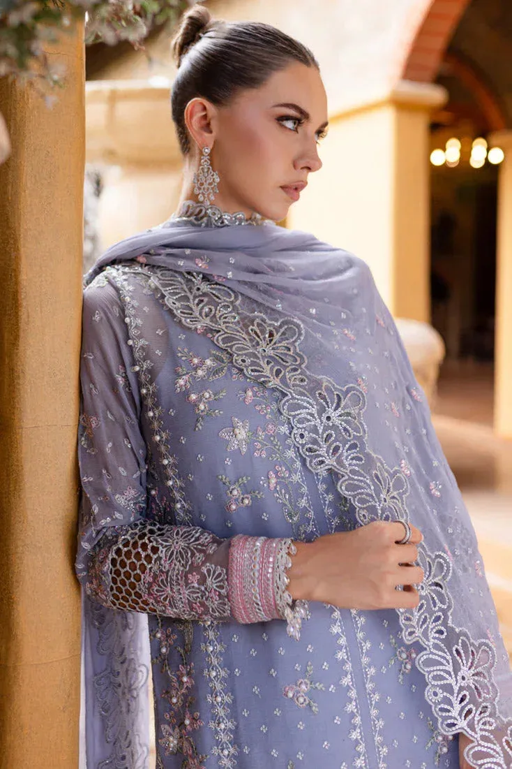 Light lavender formal suit with sequined chiffon and organza, includes dupatta and trousers – view 3 – Poshaq