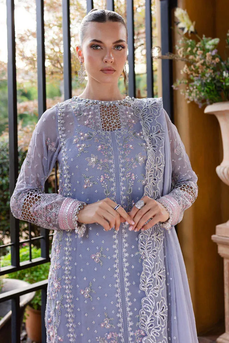 Light lavender formal suit with sequined chiffon and organza, includes dupatta and trousers – view 4 – Poshaq