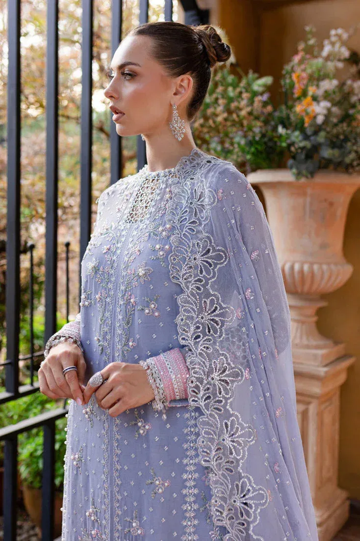 Light lavender formal suit with sequined chiffon and organza, includes dupatta and trousers – view 7 – Poshaq